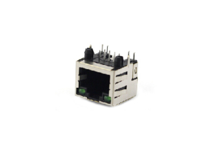 Single port RJ45 modular jack connector with led