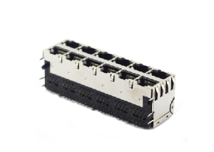 Horizontal 2x6 shielded 8 Pin rj45 ethernet connector with EMI