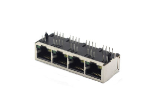 8P8C 4 ports shielded modular jack rj45 with led light