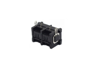 90 degree 8P8C RJ45 modular jack with mental peg dual ports