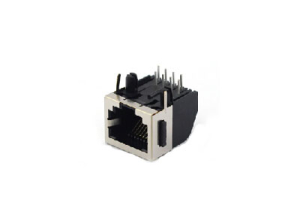 Half-shield RJ45 female connector with ear split peg