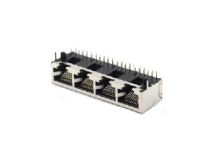 Horizontal 10P 1x4 rj45 pass through connector with shield
