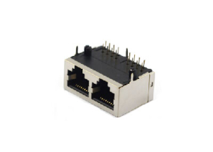 Horizontal 8p8c 2ports shielded rj-45 ethernet port