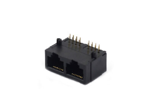 Horizontal unshielded 2 ports female rj45 connector 8p8c