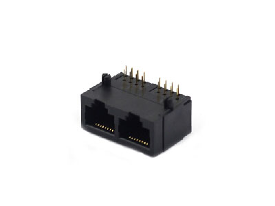 China ZE15712NN 8P8C Modular Jack 1X2 Dual Ports RJ45 Connector Without  Magnetic factory and manufacturers