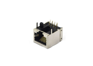 Right angle 10P shielded 1x1 rj45 female jack without emi