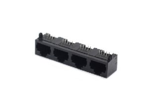 Unshielded 4 ports right angle pcb mount 8p8c RJ45 female socket