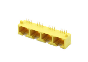 Right angle unshielded min 8P8C 4 ports rj45 modular jack connector