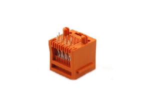 Vertical 1x1 8P rj45 modular jack with split peg