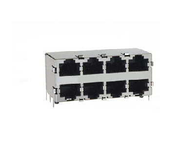 2x4 1000BASE-TX rj45 connector with integrated magnetics