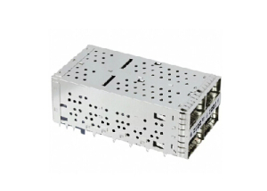 Stacked 2x2 QSFP Plus Cage Assembly with Integrated Connector