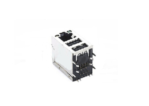 RJ45 dual USB magnetic modular jack with LED