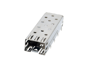 SFP cage 1x1 press fit tails equivalent to MOLEX 74737-0004