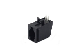 90 degree unshielded single port RJ22 4P4C female connector