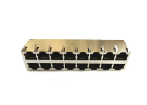 2x8 rj45 connector with magnetics, EMI and GDT